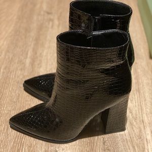 Black Croc Print Booties